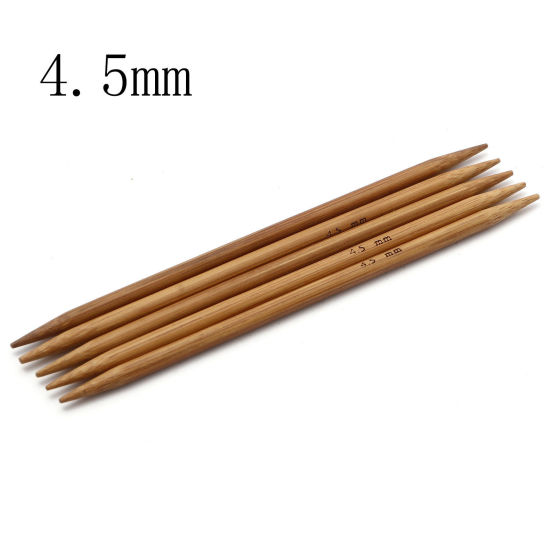 Image de (US7 4.5mm) Aiguilles à Tricoter Double Point en Bambou Brun 13cm Long, 5 Pièces