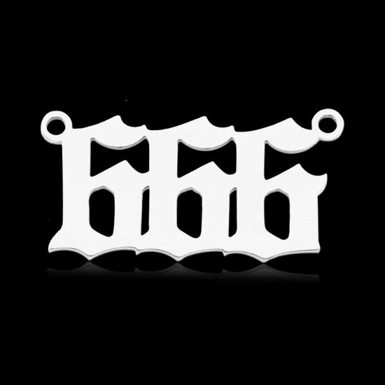 Изображение 2 ШТ 304 Нержавеющая Сталь Подвески Серебряный Тон Ангельское число Сообщение " 666 " 26мм x 12мм