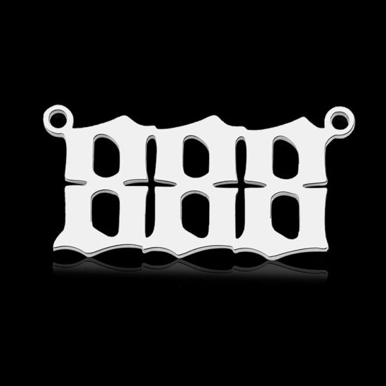 Изображение 2 ШТ 304 Нержавеющая Сталь Подвески Серебряный Тон Ангельское число Сообщение " 888 " 26мм x 12мм