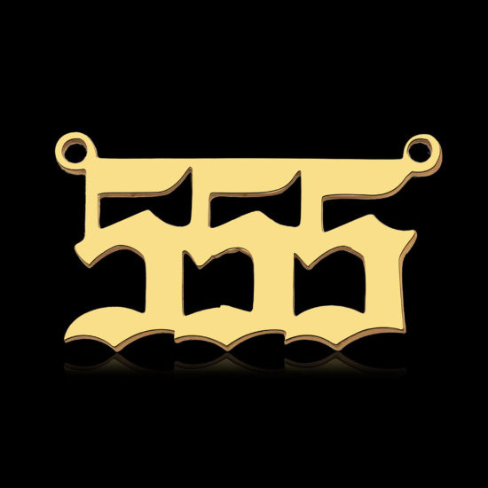 Immagine di 2 Pz 304 Acciaio Inossidabile Ciondoli Oro Placcato Numero Angeli Messaggio " 555 " 26mm x 12mm