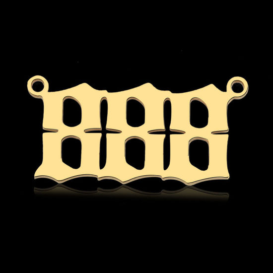 Immagine di 2 Pz 304 Acciaio Inossidabile Ciondoli Oro Placcato Numero Angeli Messaggio " 888 " 26mm x 12mm