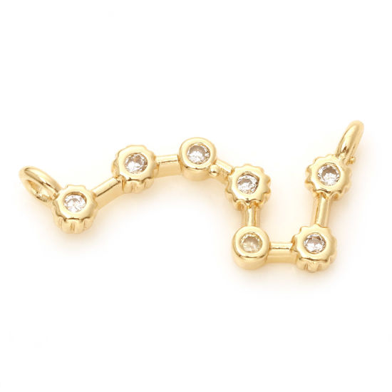 Bild von Messing Verbinder Echtgold plattiert Sternbild Wassermann Micro Pave Klar Zirkonia 17mm x 8mm, 2 Stück