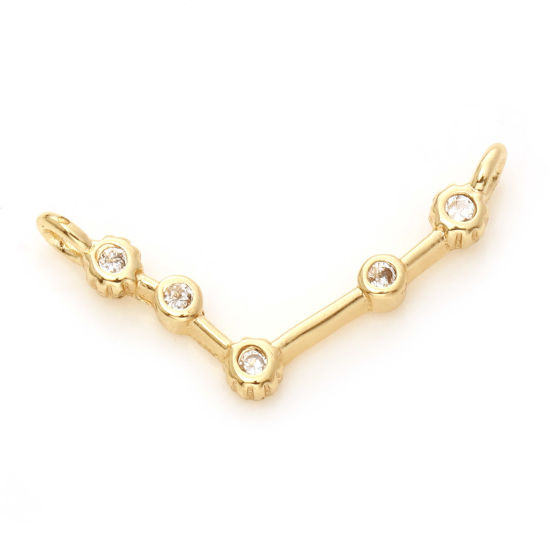 Bild von Messing Verbinder Echtgold plattiert Sternbild Widder Micro Pave Klar Zirkonia 19mm x 8mm, 2 Stück