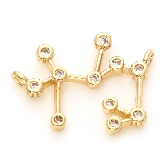 Bild von Messing Verbinder Echtgold plattiert Sternbild Skorpion Micro Pave Klar Zirkonia 18mm x 14mm, 2 Stück