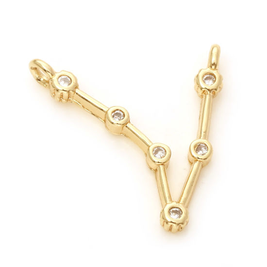 Bild von Messing Verbinder Echtgold plattiert Sternbild Fische Micro Pave Klar Zirkonia 16mm x 16mm, 2 Stück