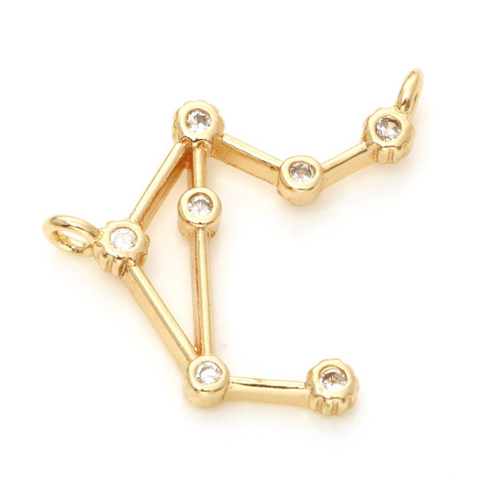 Bild von Messing Verbinder Echtgold plattiert Sternbild Waage Micro Pave Klar Zirkonia 18mm x 15mm, 2 Stück