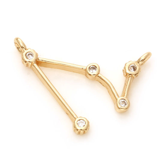 Bild von Messing Verbinder Echtgold plattiert Sternbild Jungfrau Micro Pave Klar Zirkonia 16mm x 15mm, 2 Stück