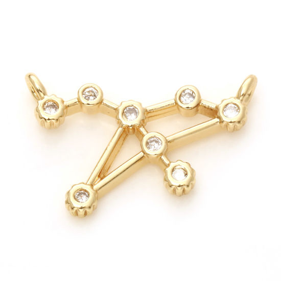 Bild von Messing Verbinder Echtgold plattiert Sternbild Schütze Micro Pave Klar Zirkonia 17mm x 11mm, 2 Stück