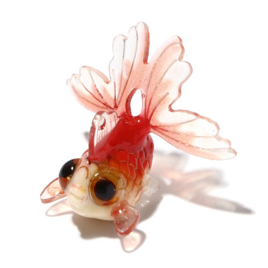 Bild von Harz 3D Charms Goldfisch Rot 29mm x 26mm, 1 Stück