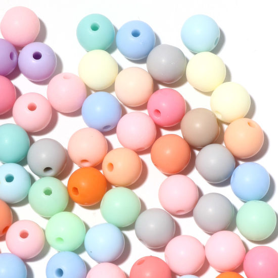 Picture of Acrylic Beads At Random Color Mixed Round About 8mm Dia., Hole: Approx 1.5mm, 500 PCs
