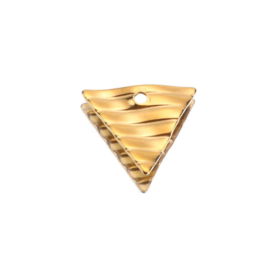 Изображение 304 Нержавеющая Сталь Подвески Треугольник Позолоченный С Полосами скрученный 12мм x 12мм, 5 ШТ