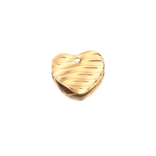 Picture of 304 Stainless Steel Charms Gold Plated Heart Stripe Twisted 13mm x 12mm, 5 PCs