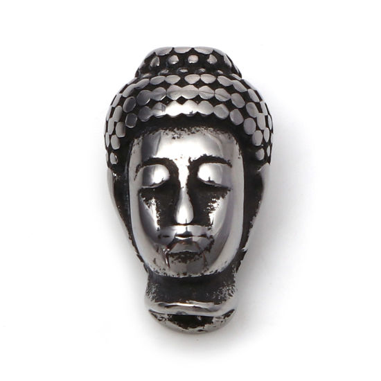 Imagen de 304 Acero Inoxidable Religión Cuentas Buda Plata Antigua 13mm x 8mm, 1 Unidad