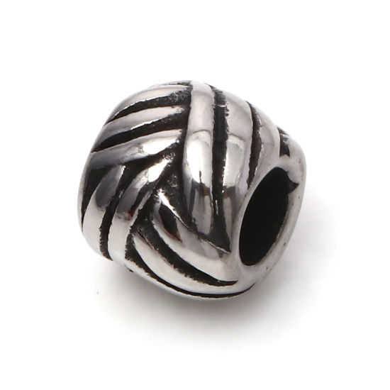 Imagen de 304 Acero Inoxidable Cuentas Tambor Plata Antigua 9mm x 8mm, 1 Unidad