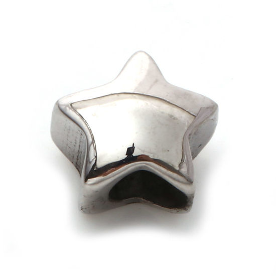 Imagen de 304 Acero Inoxidable Cuentas Estrellas de cinco puntos Plata Antigua 11mm x 11mm, 1 Unidad