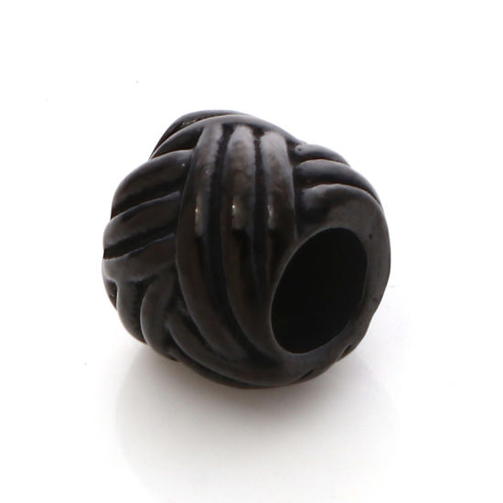 Picture of 304 Stainless Steel Beads Drum Black Stripe 9mm x 8mm, 1 Piece
