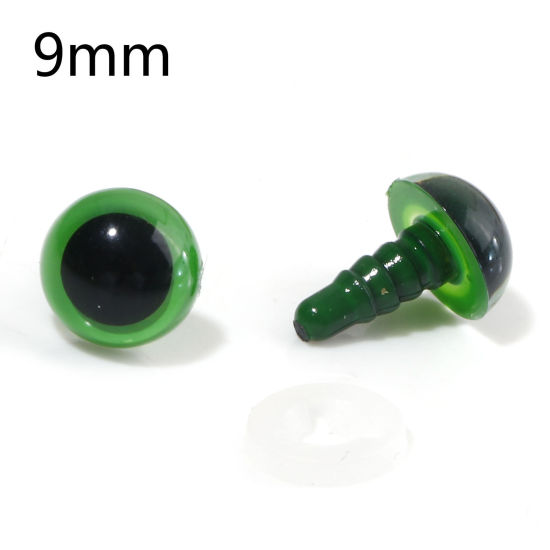 Picture of Plastic DIY Handmade Craft Materials Accessories Green Doll Eye 9mm Dia., 20 Sets