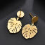 Bild von 304 Edelstahl Stilvoll Ohrring Ohrstecker 18K Gold plattiert Monstera Blatt Hohl 28mm x 16mm, Drahtstärke: (20 gauge), 1 Paar