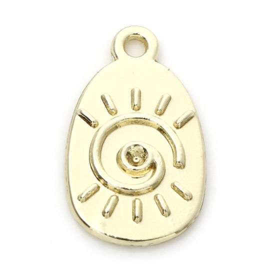 Immagine di Lega di Zinco Charms Ovale Oro Placcato Sole (può tenere ss5 Strass Appuntito Indietro) 18mm x 10.5mm , 10 Pz