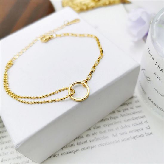 Picture of Titanium Steel Ins Style Bracelets Gold Plated Circle Ring 15cm(5 7/8") long, 1 Piece