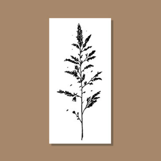 Image de Tampon Collection Végétale en Bois Rectangle Herbes Kaki, 6cm x 3cm, 1 Pièce