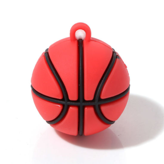 Picture of PVC Sport Pendants Basketball Red 3D 3.2cm x 2.8cm, 5 PCs