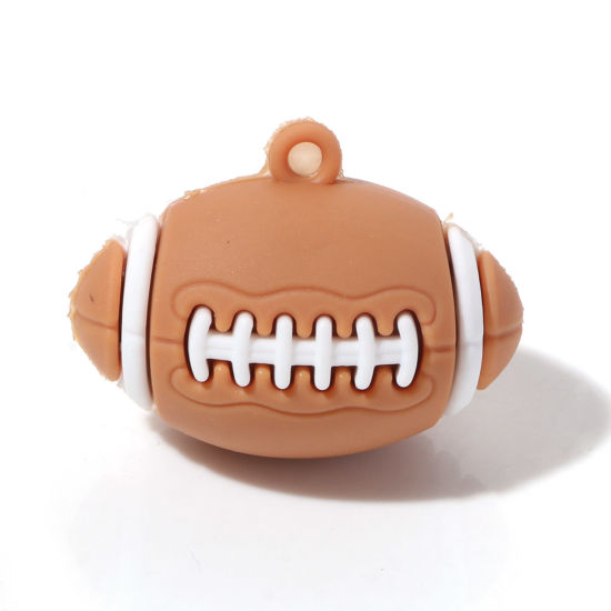 Picture of PVC Sport Pendants Football Brown 3D 3.7cm x 2.8cm, 5 PCs