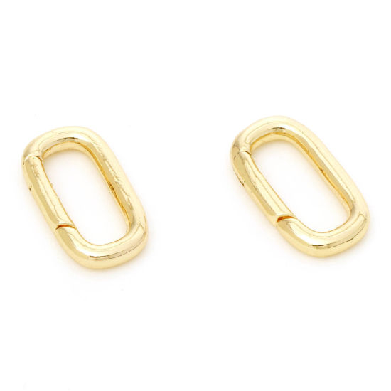 Immagine di 2 Pz Ecologico Ottone Fibbia a Molla Rettangolo 18K Vero Oro Placcato 18mm x 10mm