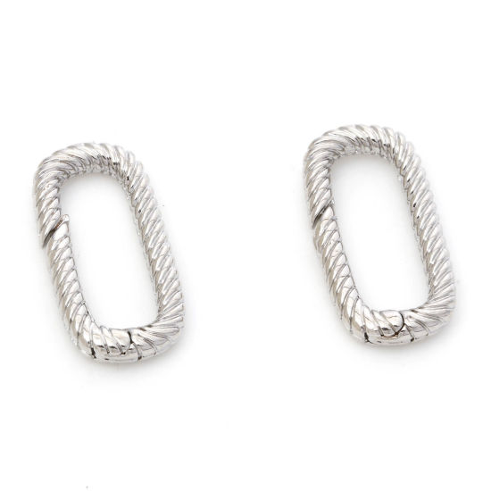 Immagine di 2 Pz Ecologico Ottone Fibbia a Molla Rettangolo Spirale Vero Platino Placcato 18mm x 10mm