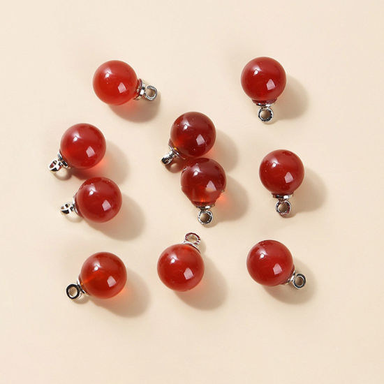 Picture of Red Agate ( Synthetic ) Charms Red Round 8mm Dia., 10 PCs