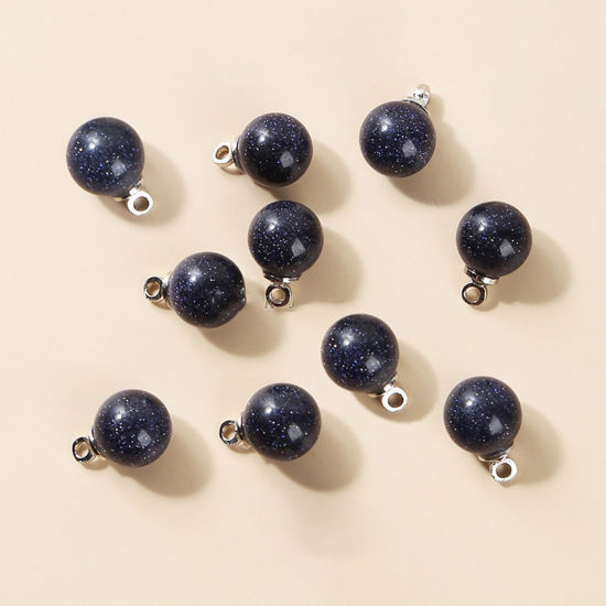 Picture of Blue Sand Stone ( Synthetic ) Charms Blue Round 8mm Dia., 10 PCs