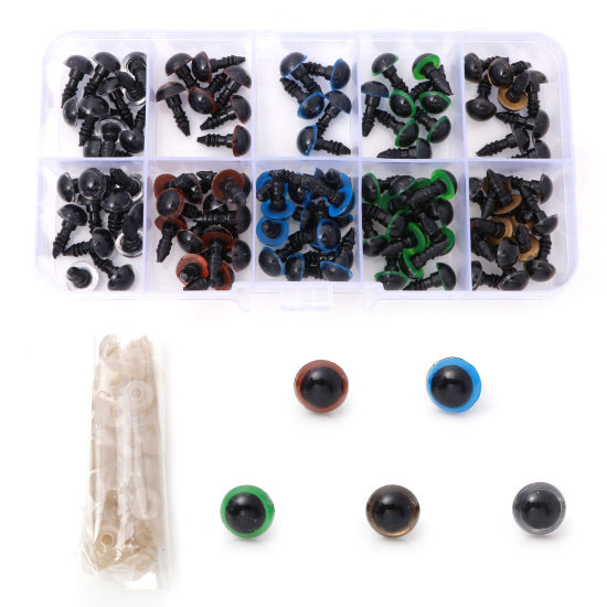 Picture of Plastic DIY Handmade Toy Doll Making Mixed Color Eye 10mm Dia., 1 Box