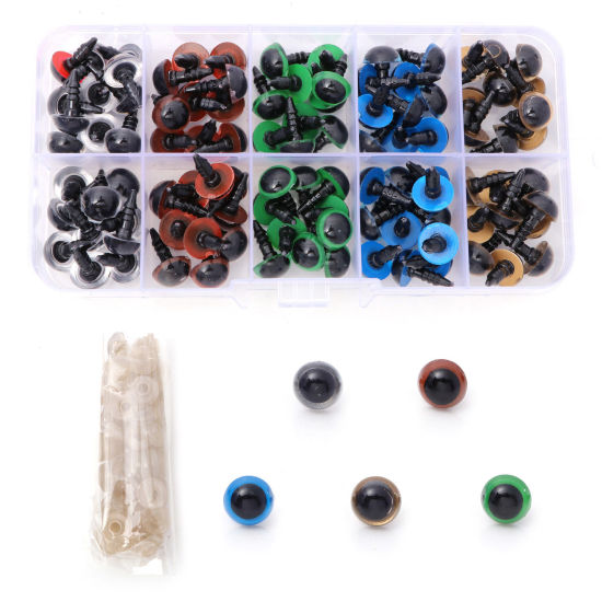 Picture of Plastic DIY Handmade Toy Doll Making Mixed Color Eye 8mm Dia., 1 Box