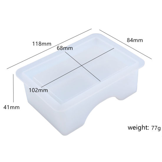 Picture of Silicone Resin Mold For Coaster DIY Making Rectangle White 10.4cm x 7.1cm, 1 Piece