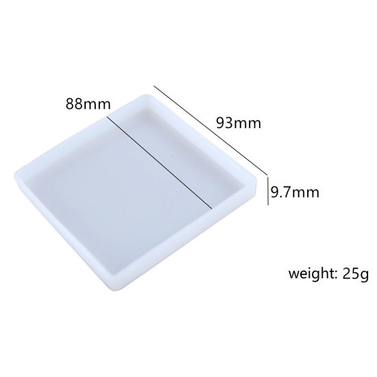 Picture of Silicone Resin Mold For Coaster DIY Making Rectangle White 9.3cm x 8.8cm, 1 Piece