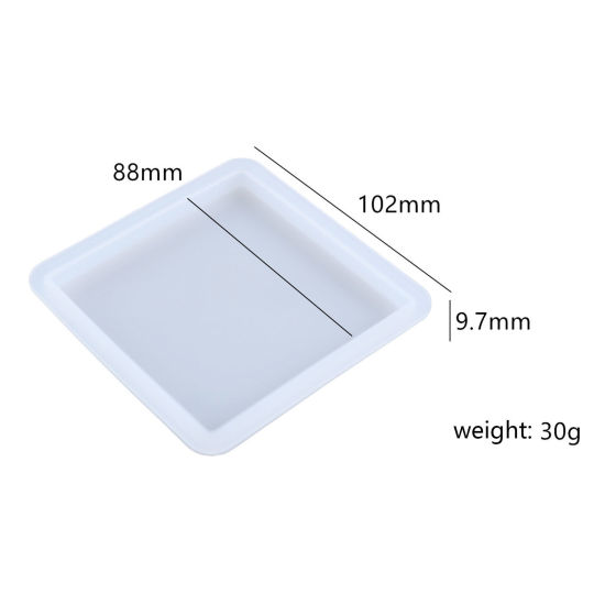 Picture of Silicone Resin Mold For Coaster DIY Making Rectangle White 10.2cm x 8.8cm, 1 Piece