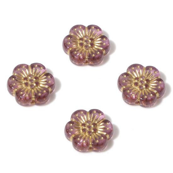 Image de Perles en Acrylique Collection Végétale Mauve Fleur 13mm x 12mm, Trou: env. 1.2mm, 10 Pcs