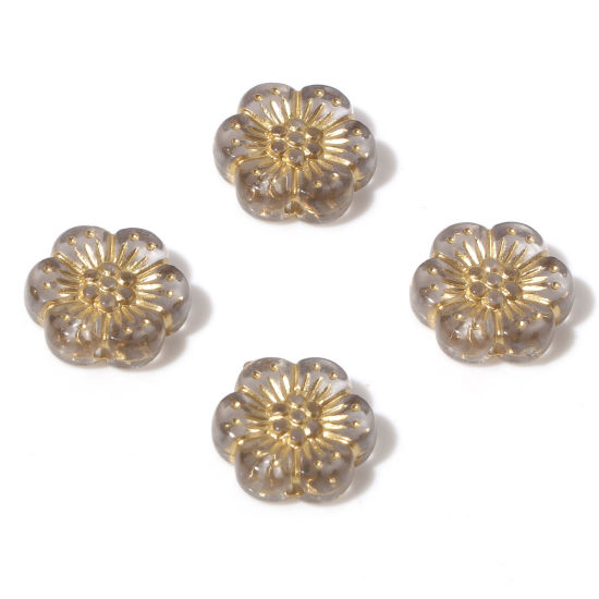 Bild von Acryl Flora Kollektion Perlen Hellgrau Blumen ca. 13mm x 12mm, Loch:ca. 1.2mm, 10 Stück