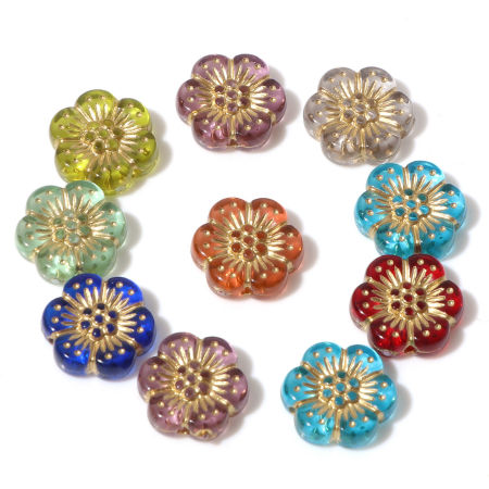 Picture of Acrylic Flora Collection Beads Multicolor Flower About 13mm x 12mm