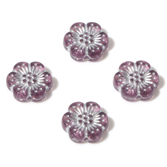 Image de Perles en Acrylique Collection Végétale Mauve Fleur 13mm x 12mm, Trou: env. 1.2mm, 10 Pcs