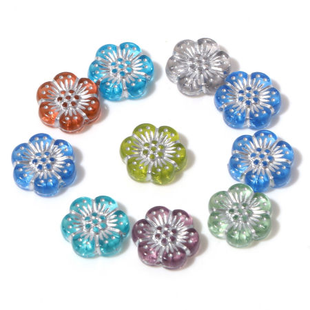 Picture of Acrylic Flora Collection Beads Multicolor Flower About 13mm x 12mm