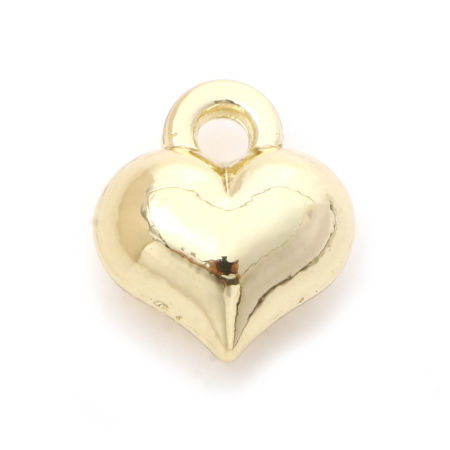 Bild von Zinklegierung Valentinstag Charms Herz Vergoldet 3D 9mm x 8mm, 10 Stück