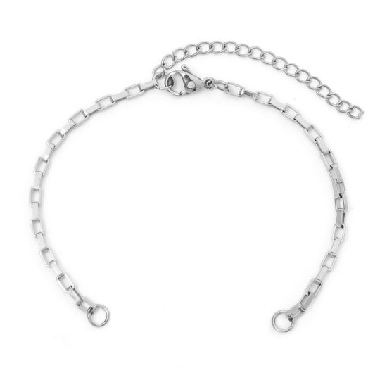 Image de 2.5mm Bracelets Semi-finis pour la Fabrication de Bijoux Faits à la Main en 304 Acier Inoxydable Chaîne de Trombone Argent Mat 17cm Long, 1 Pièce