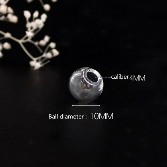 Picture of Glass Miniature Globe Bubble Bottle Vial For Earring Ring Necklace Single Hole Ball Transparent Clear 10mm Dia., 5 PCs
