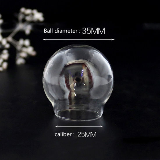 Bild von Glaskugel Flasche Für Ohrring Ring Halskette Einzeln Loch Rund Transparent 35mm D., 5 Stück