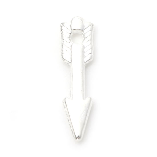 Picture of Zinc Based Alloy Charms Silver Plated Arrow 14.5mm x 4mm, 100 PCs