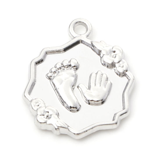 Picture of Zinc Based Alloy Charms Silver Tone Irregular Feet 21mm x 18mm, 10 PCs