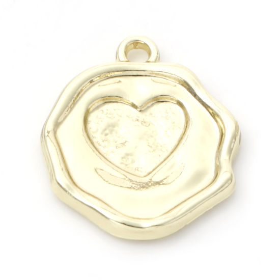 Immagine di Lega di Zinco San Valentino Charms Irregolare Oro Placcato Cuore 21mm x 18mm , 10 Pz