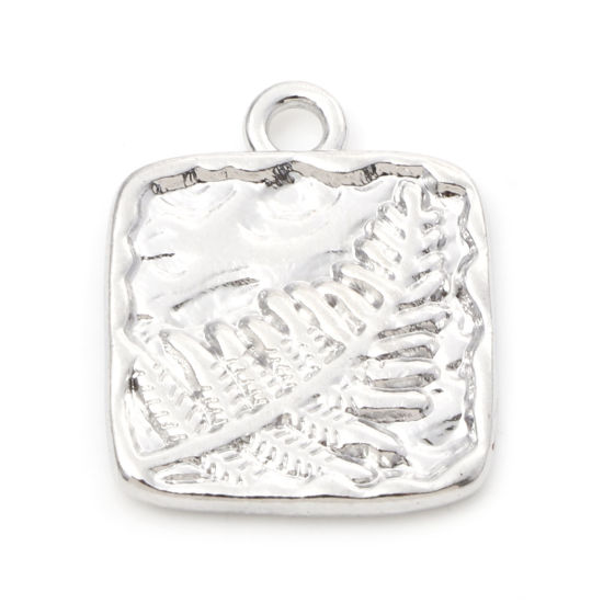 Picture of Zinc Based Alloy Charms Silver Tone Square Leaf Double Sided 18mm x 15mm, 10 PCs