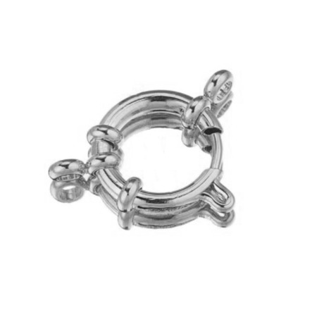 Picture of 2 PCs 316 Stainless Steel Bolt Spring Ring Clasps Wholesale Round Silver Tone 16mm Dia.